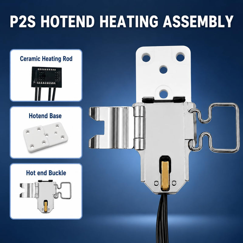 Heating Assembly Kit Compatible with Bambu Lab P2S, Quick-Swap Hotend with Heater Cartridge, Thermistor and Screws
