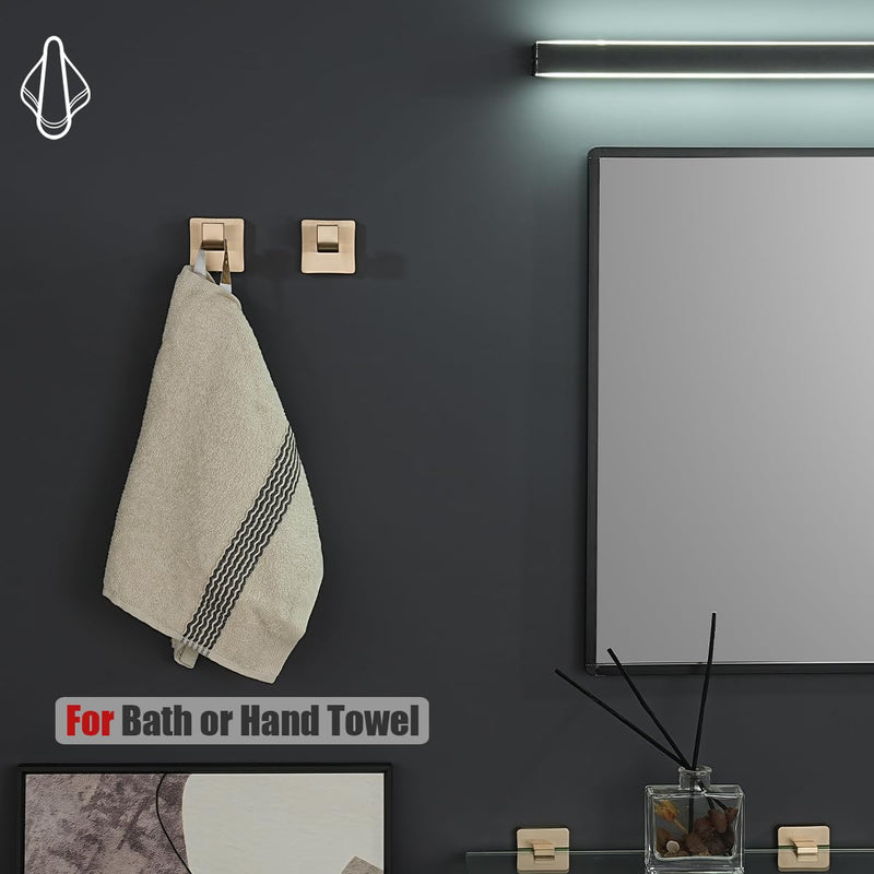 JQK Bathroom Towel Hook Champagne Bronze, Coat Robe Clothes Hook for Bathroom Wall Mounted (Pack of 2), SUS 304 Stainless Steel 0.8mm, TH250-CB-P2 2 Pack