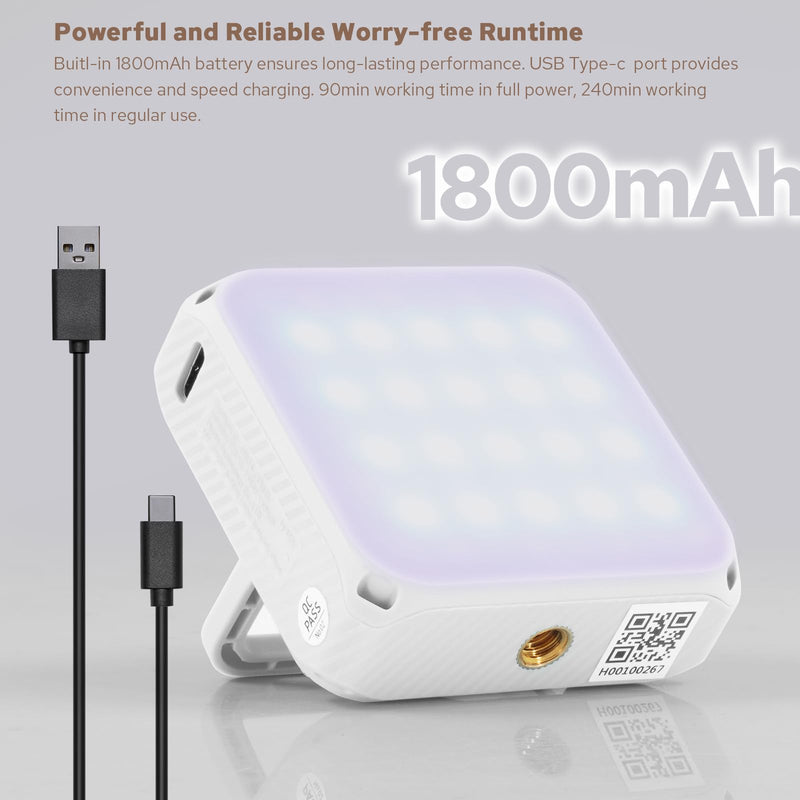 VS5 R Magnetic RGB LED Video Light with Soft Diffuser, Small Panel Light for Photography, Vlog, Live Streaming, HSI 36000 Colors, 2500K-8500K, CRI 95+, TLCI 96+, 13 FX Modes, APP Control White
