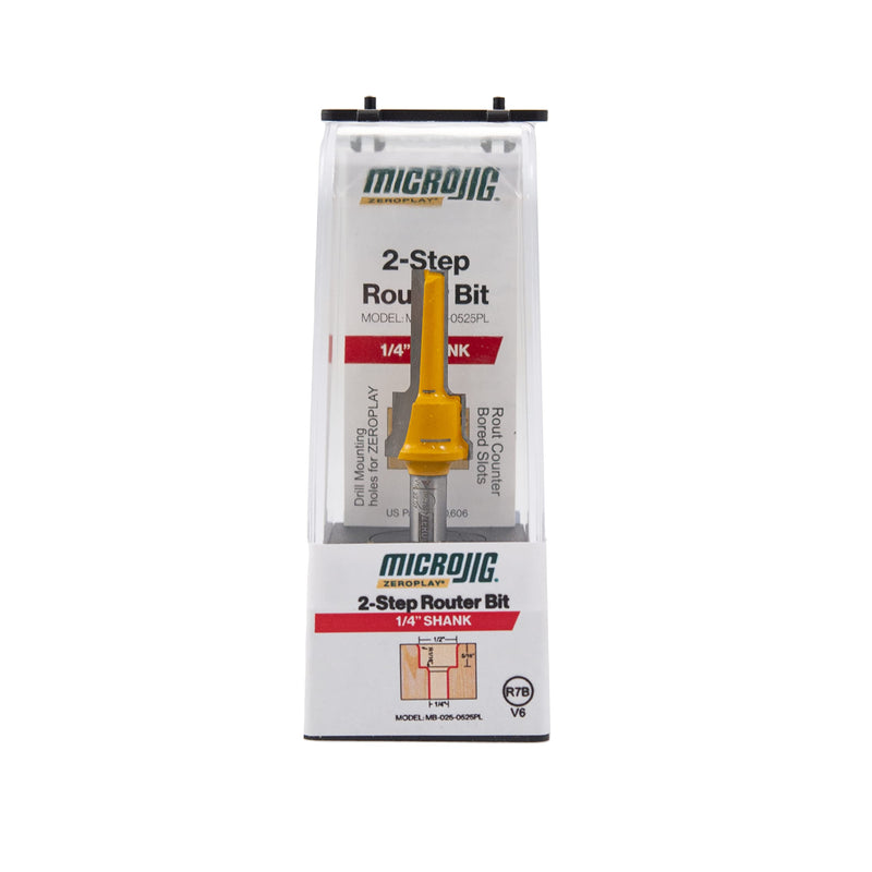 Micro Jig MB-025-0525PL Zeroplay 1/2" X 14" 2-Step Plunge Router Bit (1/4" Shank) (R7b)