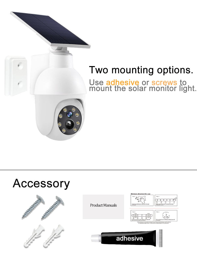 High brightness solar powered analog surveillance sensor light 2 Pack, flashing red light can simulate fake CCTV camera, enhance home security, suitable for porch backyard and parking lot lighting