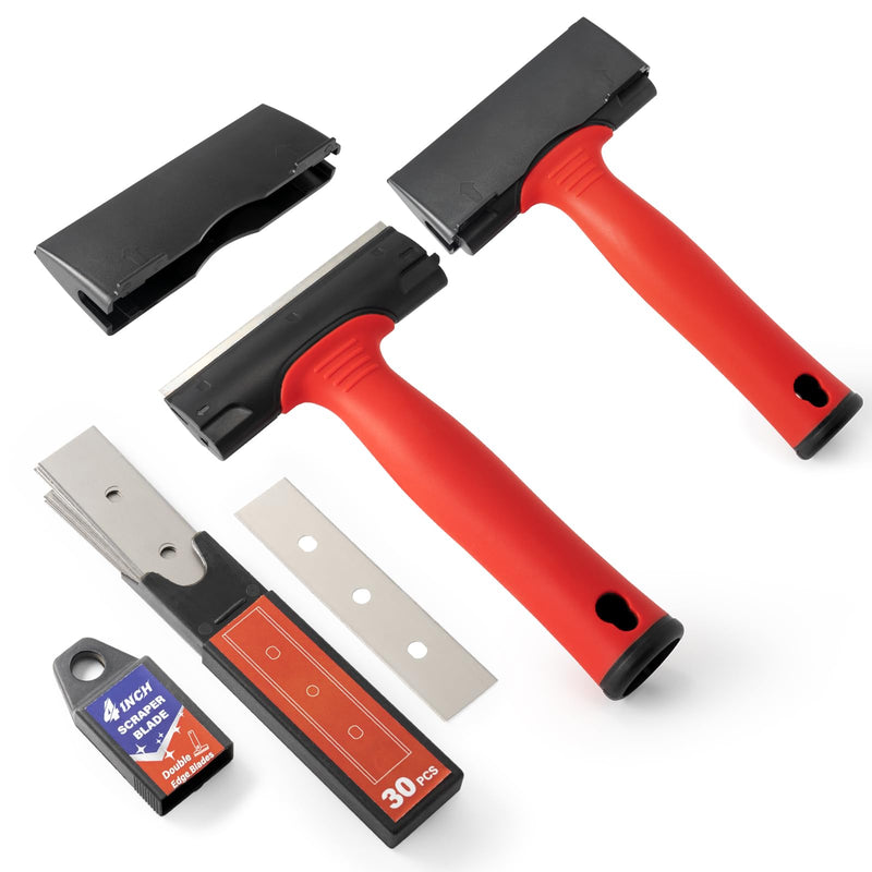 Gomake 4 Inch Razor Blade Scraper Tool Razor Scraper with Extra Razor Blades Cleaning Scraper Remover for Removal Floor Stove Scraping Labels and Decals Sticker on Car Window Glass (W81) W81