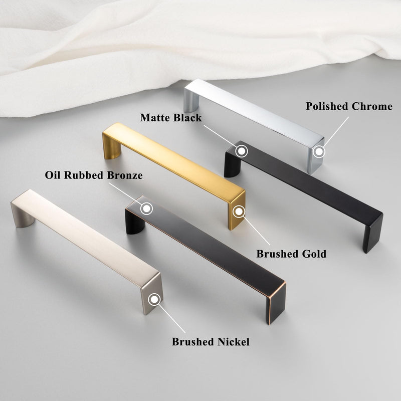 6 Pack 8-4/5 Inch Brushed Nickel Cabinet Pulls Satin Nickel Cabinet Handles Nickel Hardware for Kitchen Cabinets 1648 Drawer Bedroom Dresser Bathroom Vanity Cupboard 8-4/5 In Hole Distance - 6 Pack Modern