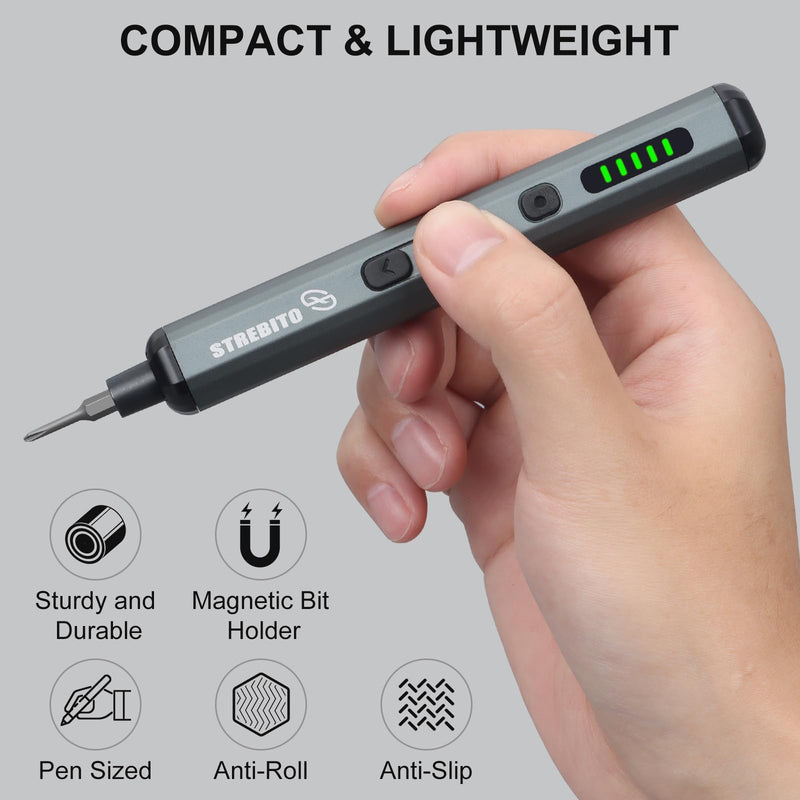 STREBITO Mini Electric Screwdriver Set, 70 in 1 Small Electric Screwdriver - 64 S2 Preicison Bits, 5 Torque Settings, 4 LED Lights, Mini Power Screwdriver Repair Tool Kit for PC Electronic (Standard) Standard