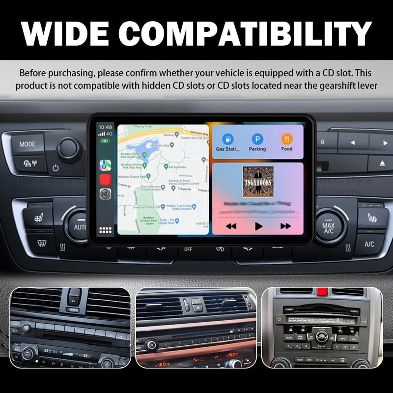 2026 New CD Slot Mount for Carplay Screen,Upgraded CD Mount for Carplay Screen GPS Display with 360° Adjustable,Non-Slip Carplays CDs Mounts Car Accessories for 7"-10.5" Display | 360° adjustable angle，Durable nylon material，Universal compatibility，Eas...