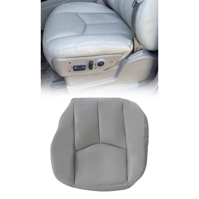 SecosAutoparts Driver Side Bottom Replacement Leather Seat Cover Gray# 922 Compatible with Chevy Silverado Sierra Tahoe Suburban Avalanche Yukon Yukon XL 2003 2004 2005 2006