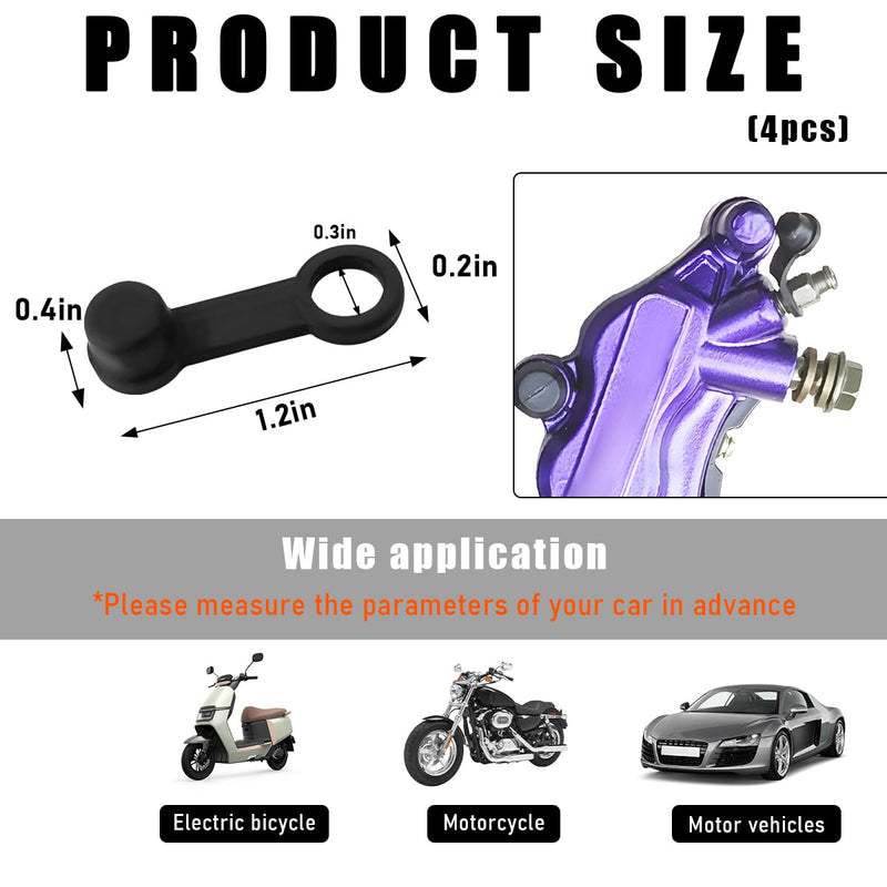 4 PCS Brake Bleed Nipple Caps, Universal Fit, Black Rubber, Premium Quality, Compact, Lightweight, Durable 4PCS