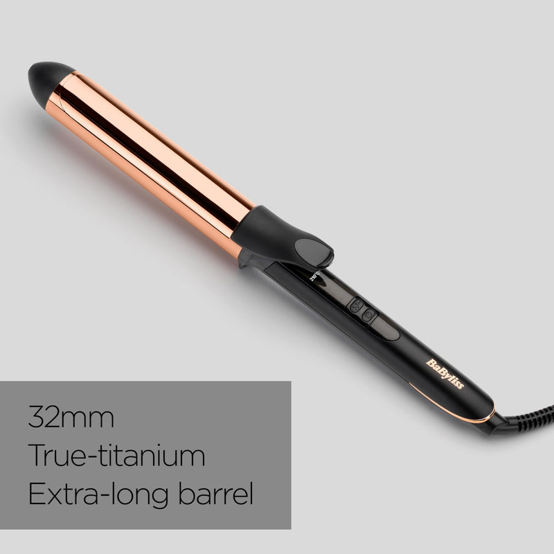  [AUSTRALIA] - BaByliss Titanium Brilliance Curls - 32mm Hair Curler, for Large Curls and Soft Waves, Titanium Coating, 6 Heat Settings up to 210°C, 2357U 32mm Tong