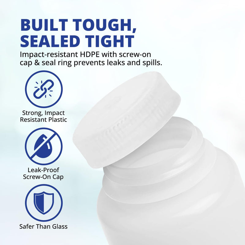 United Scientific HDPE Sample Bottles with Lids, 250ml, Wide Mouth, 12-Pack | 8 oz Wide Mouth Reagent Container, BPA-Free Materials, Leakproof, RoHS Compliant, Temperature Resistant Storage, Travel Size 8 oz (Pack of 12)