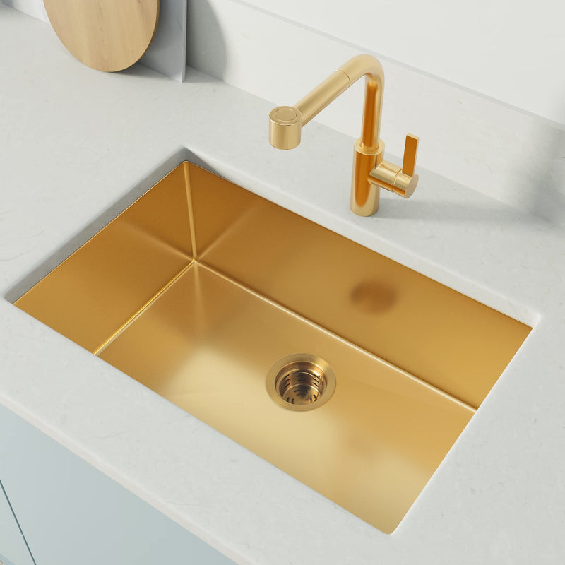 Deep Extended Garbage Disposal Flange with Basket Strainer，Fit for 3-1/2 Inch Standard Sink Drain Hole, Gold Deep Sink Flange