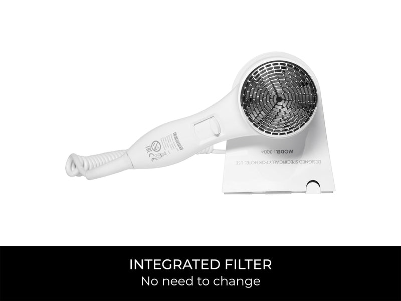 Corby Kendal 1600W Wall Mounted Hair Dryer with Shaver Socket - White