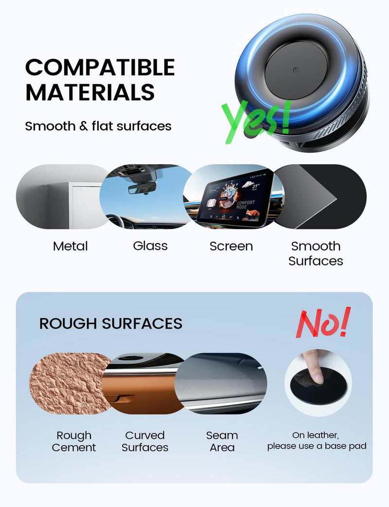 Lamicall Car Phone Holder for Magsafe Dashboard Windshield Nano Gel Vacuum | 20X Magnetic Phone Holders for Your Car 360° Suction Cup Phone Mount for iPhone 17 16 15 14 13 12 Pro Max Gift Truck Black