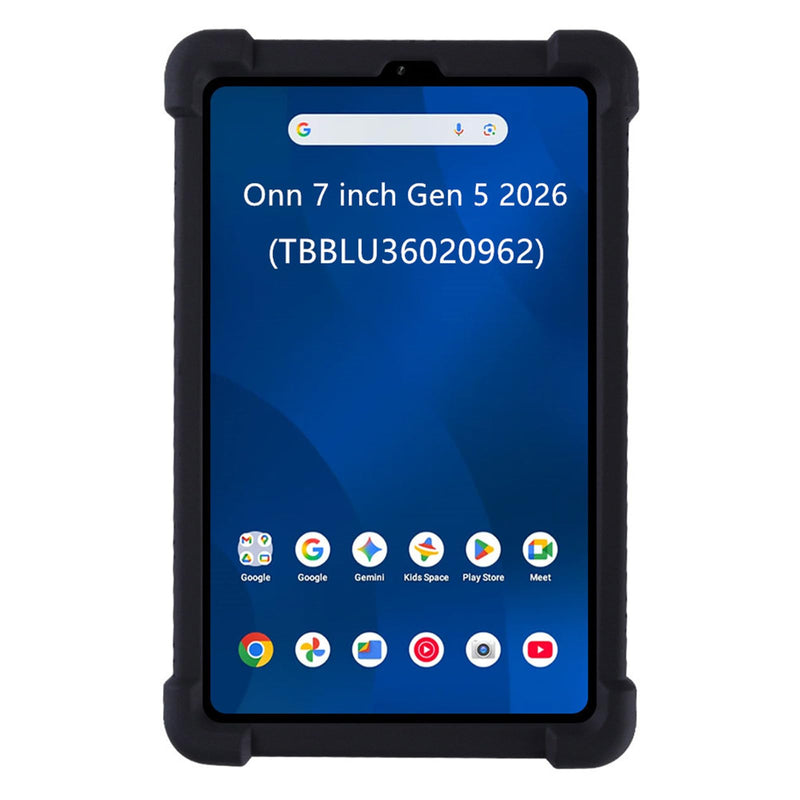 Case for Walmart Onn 7 inch Core Tablet 2026 Model (TBBLU36020962), Kids Friendly Soft Silicone Adjustable Stand Cover for Onn 7 inch Gen 5 2026 Tablets (Black) Black