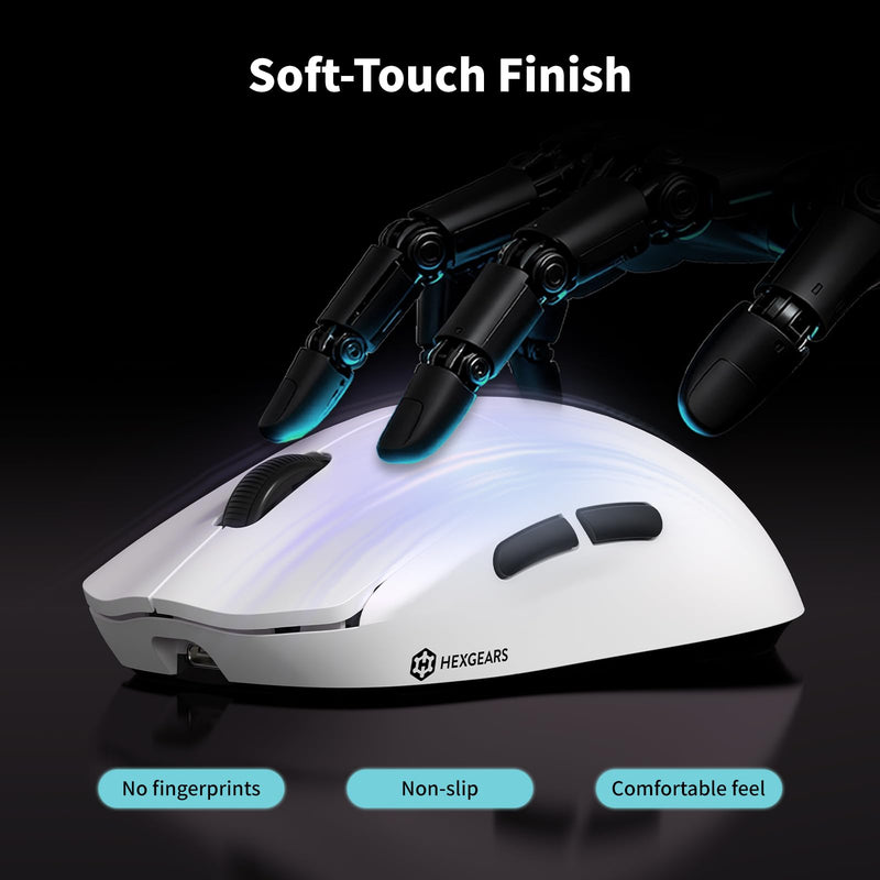 Hexgears H9 Gaming Wireless Mouse, White | 12500 Dpi Optical Sensor, 60g Lightweight, 5 Programmable Buttons, Sword Micro Switch, Web Drive, 150 Hr Battery, for PC&MAC