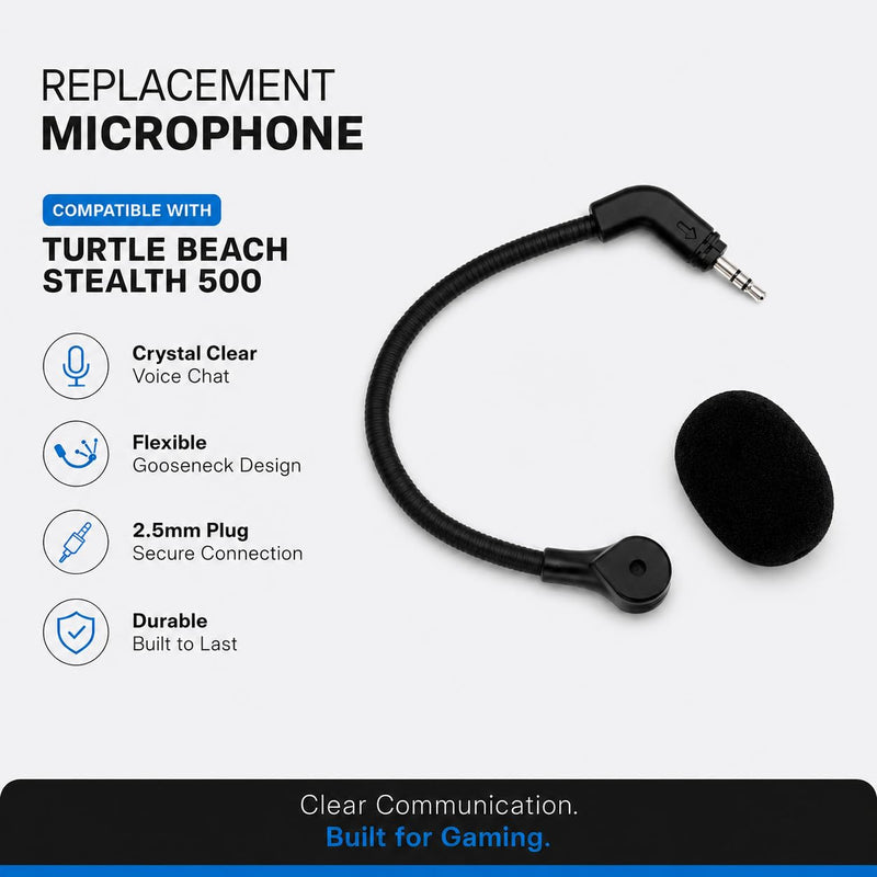 Replacement Game Mic Compatible with Turtle Beach Stealth 500 Wireless Gaming Headsets， 2.5mm Jack Noise Cancelling Microphone for Xbox One Stealth 400 420x 450 500p 520 Recon 50x 50p 50 60p