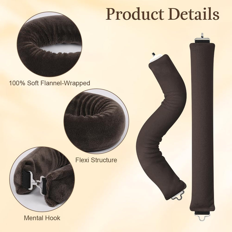 AOOWU 4PCS Heatless Curling Rods, Heatless Blowout Rods with Satin Silk Bonnet, Overnight No Heat Hair Rollers, Flexi Bars with Hooks, Heat Free Curling Iron for All Hair Types, Sleep DIY Hair Curls 4 count (Pack of 1) Coffee