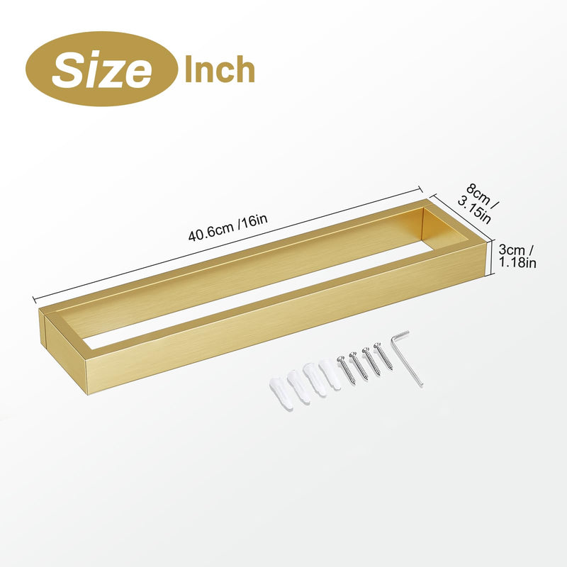 Single Towel Bar Towel Holder Bathroom Hardware Accessories,Stainless Steel Wall-Mounted Towel Rack Towel Rail,16 Inches Brushed Gold 16-Inch