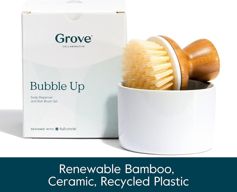 Grove Co. Bubble-Up Dish Brush, 2-Pack, Ergonomically Designed Dish Scrubber, Replacement Dish Scrub Brush, Removes Tough Messes, Gentle on Dishes, Sustainable Solution to The World's Waste Replacement Brush