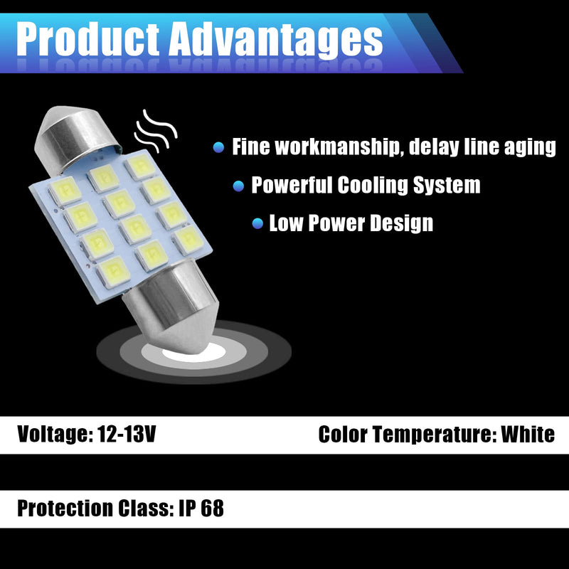 Car Led Bulb, Led Combination Set of 24 Sets, Used for Car Interior/Indoor Map Dome/ Trunk / License Lights, Etc. (White) white
