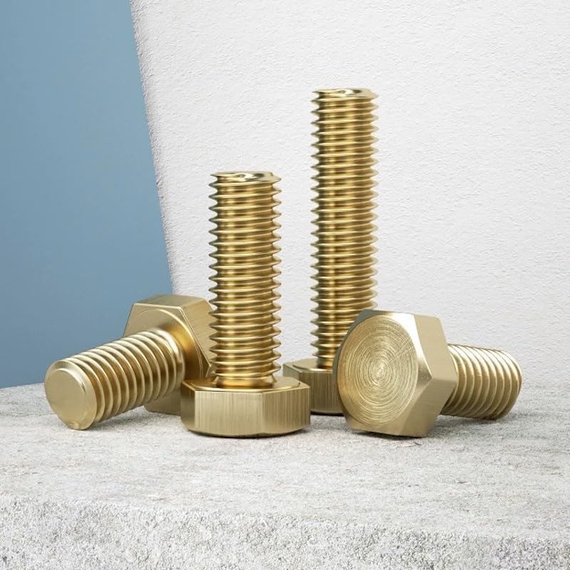 M8 x 16mm Brass Hex Head Bolts - 10 Pieces, External Hex Thread Screws for Appliances, Furniture, DIY Projects, Machinery Repair M8*16mm