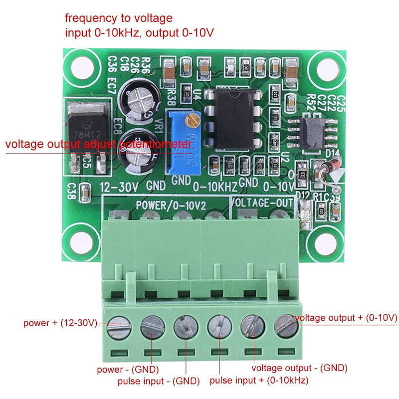 0-10KHz to 0-10V Frequency to Voltage Converter Module F/V Digital to Analog Board for Switching PLC and VFD Inverter PWM to Voltage Digital Analog Board