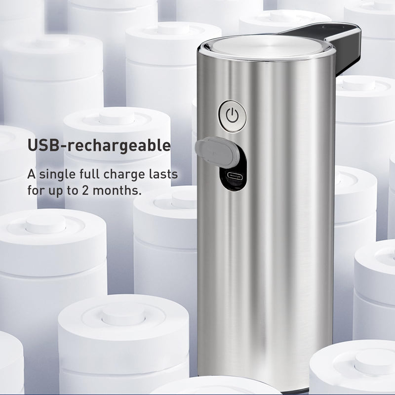 EKO Aroma Touchless Automatic Soap Dispenser for Kitchen and Bathroom, Liquid Hand Soap Dispenser, Water-Resistant and Rechargeable, 9 fl oz (Stainless) Stainless Steel 9 oz (Standard Rechargeable)