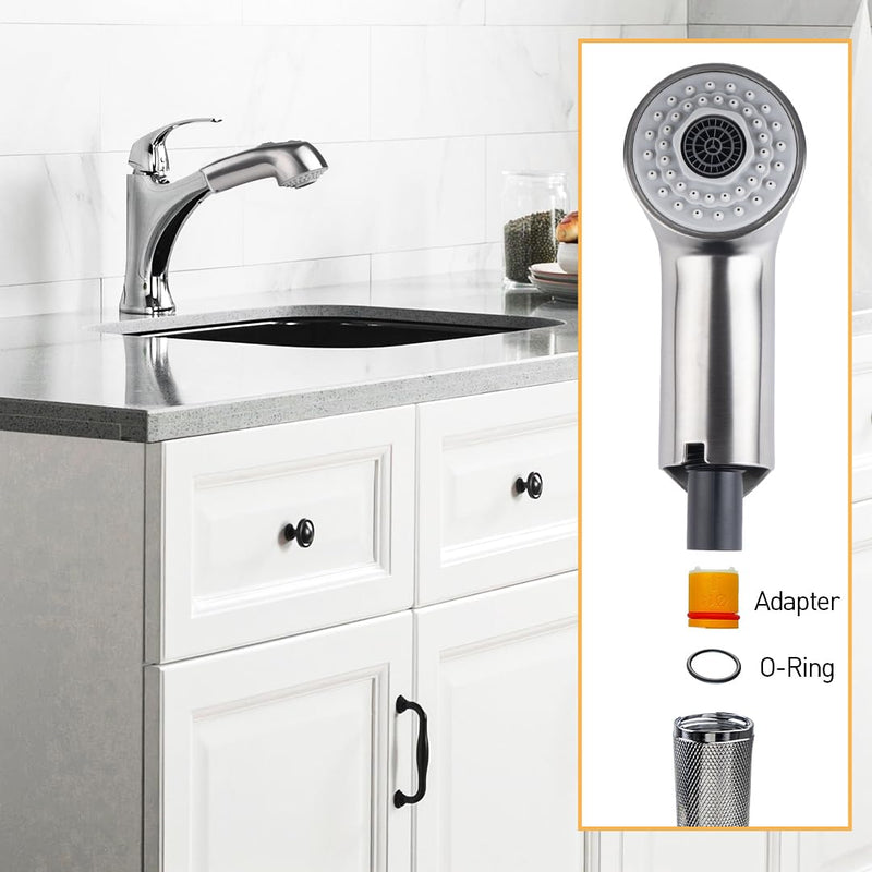 Kitchen Sink Faucet Spray Head Replacement Compatible with Grohe 46312SD0/46298SD0, Faucet Part Spray Wand for Bathroom Tub, Pull Out Sprayer Head (Brushed Nickel) Brushed Nickel