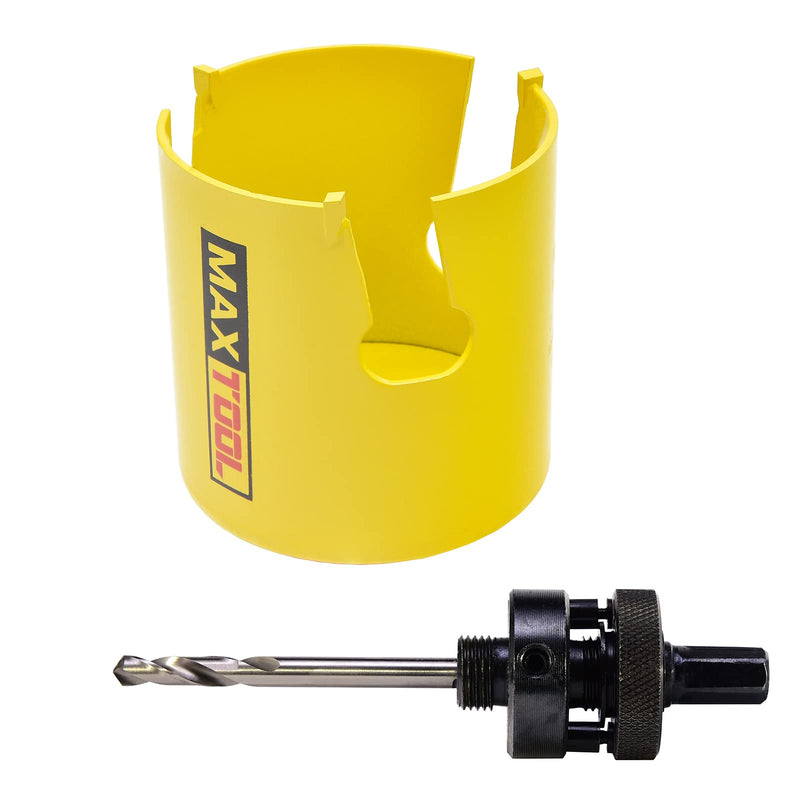 MaxTool 2-1/2" TCT Hole Saw 64mm Carbide Tip Holesaw 2.25" Deep with 5/8-18 Thread Arbor Pilot Drill 3-Piece for Tough Abrasive Material; CT00Y57R232A