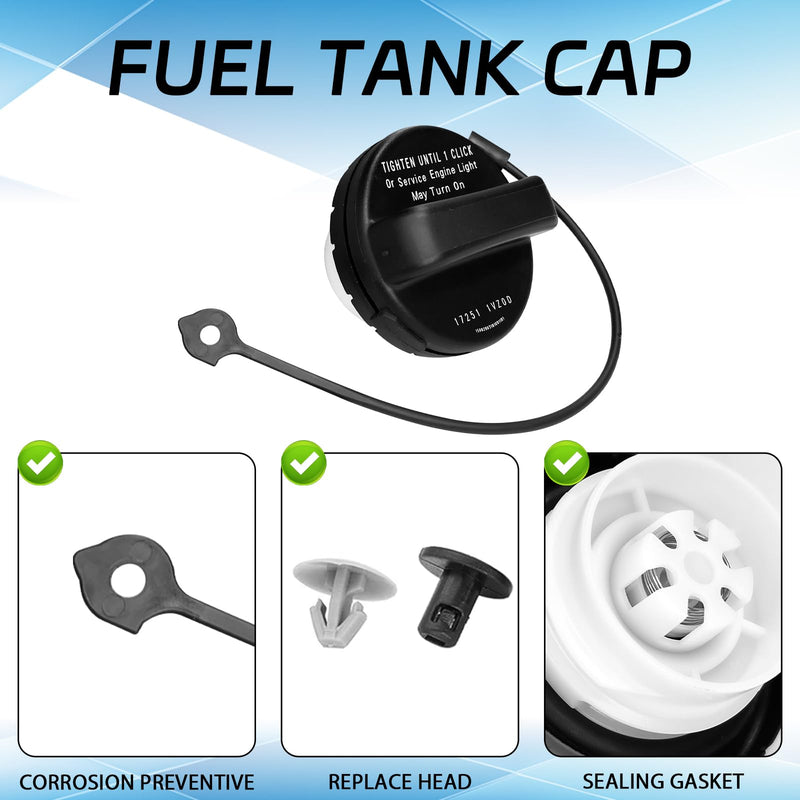 Gas Cap Replacement for Nissan Fuel Tank Cap Compatible with Nissan 2013-2018 Altima, 2012-2019 Frontier, 2015-2020 Murano, 2013-2019 Pathfinder, 2012-2019 Versa Infiniti, 17251-3JA0A Black