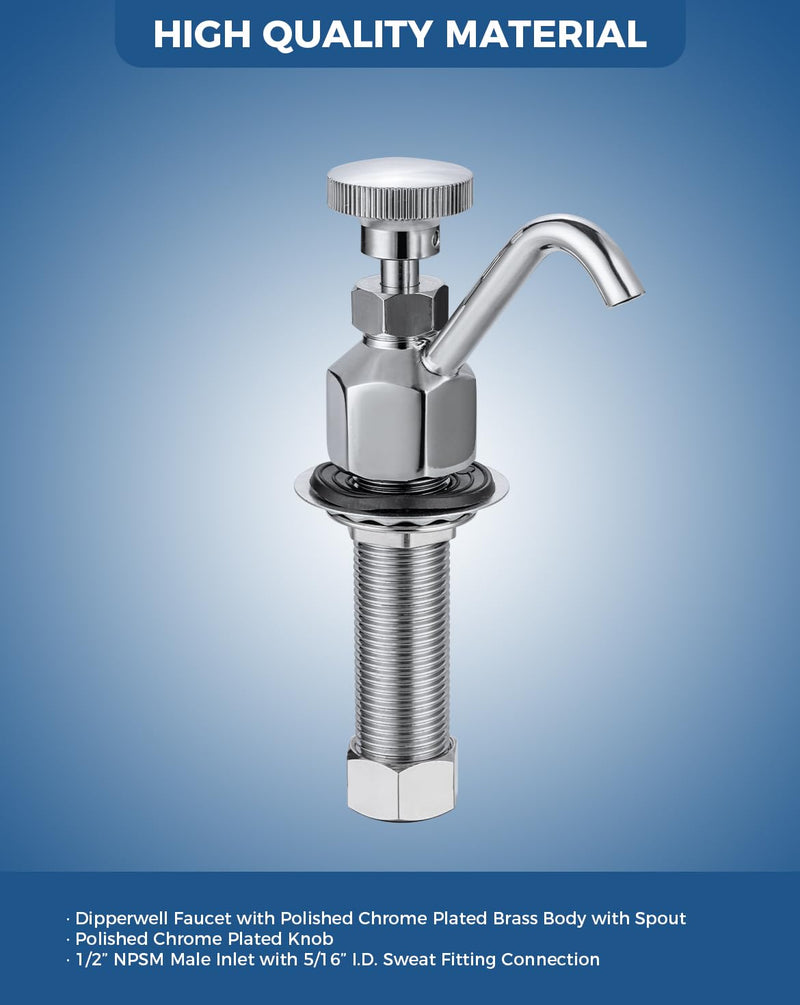 Kitchen Faucet Single Hole Dipper Well Faucet 0.5 GPM Flow Coffee Shop Bar Counter Sink Faucet Deck Mount Commercial Food Washing Tool for Washing Ice Cream or Coffee Spoons, Brass