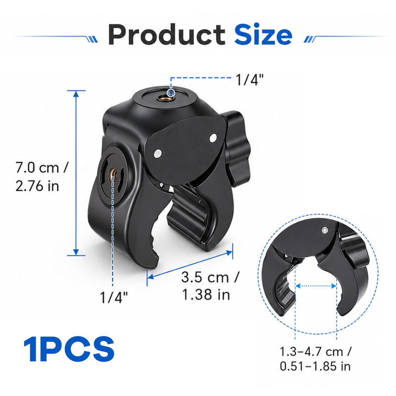 Camera Clamp Mount with 1/4 Threded Connector, Monitor Camera Clamp Mount Clip Holder Light Flash Holder Webcam Stand for Cameras Tripod Pole Pography Phone Video Live Stream