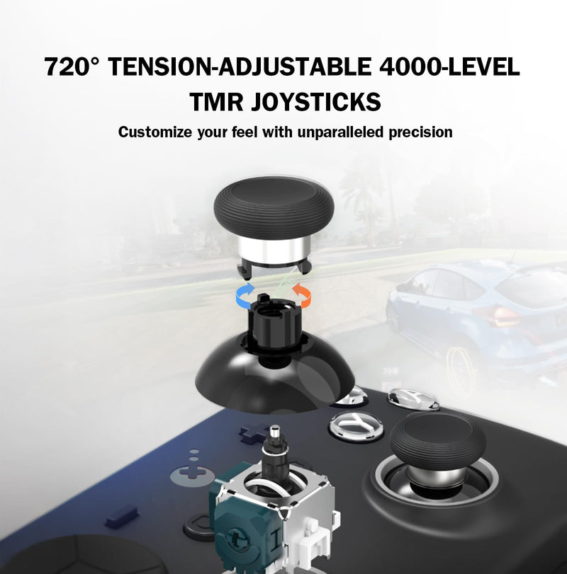 GuliKit TT MAX Bluetooth Gaming Controller for PC/Switch 2/Switch/Android | Ultra-Fast Gamepad with Adjustable TMR Joysticks, Hall & Micro Triggers, 4 Rear Paddles, Multi-functional Adapter TT MAX-TMR Joysticks-Black