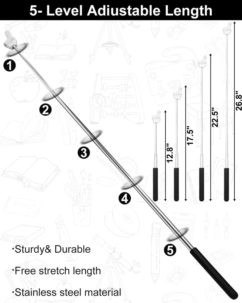 8 PCS Telescopic Pointer Finger Stick, Teacher Pointer Stick for Classroom, Retractable Mini Hand Pointer for Reading Aid & School Presentations