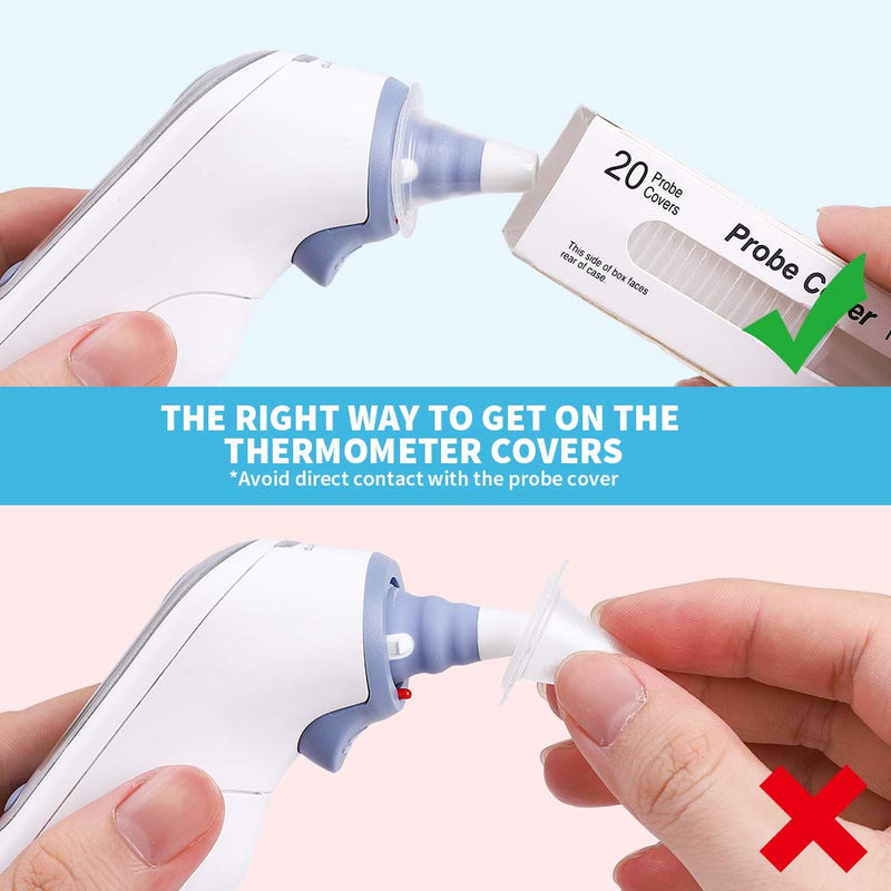 200 Counts Ear Thermometer Covers, Refill Caps, Lens Filters Compatible with All Braun Models Including 7 Serie IRT 6520, 3 Series IRT3030, BPA Free and Disposable Ear Thermometer Covers Caps 200