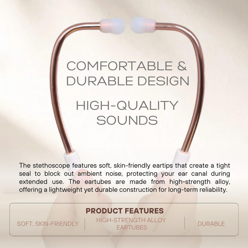 MaiWieel-Classic Monitoring Stethoscope Professional Dual Head Rose Gold Stethoscopes For Nurse,Doctor,Vet,Home Medical,EMT,Double-Sided Stainless Chestpiece,Flexible Tubing & Soft Sealing Eartips(White Gold) Rose Golden-White