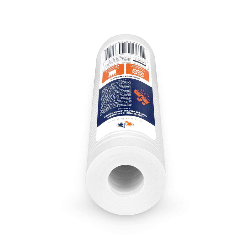 Aquaboon 5 Micron 10 x 2.5 Grooved Sediment Water Filter Replacement for Whole House Filter Cartridge Compatible with AP110, WHKF-GD05, CFS110, 6-Pack