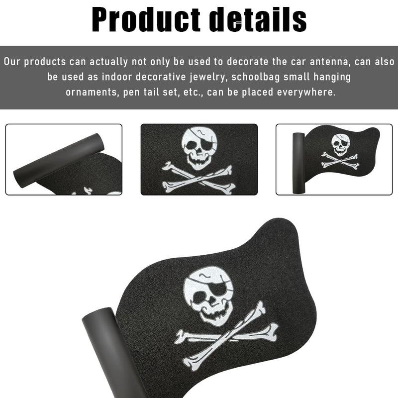 Pirate Flag Car Antenna Topper, Skull Crossbones Partern Automotive Antenna Topper, Cool Pirate Flag Shaped Auto Antenna Ball for Most Vehicles, Universal Car Accessories (1 PCS) 1 PCS