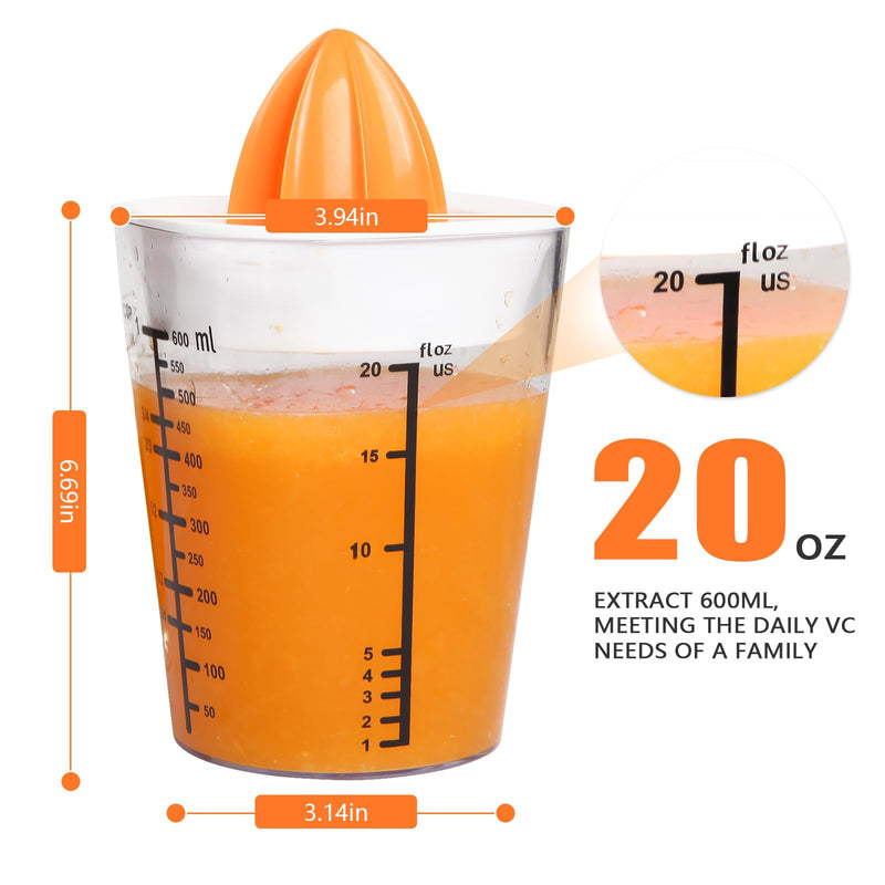 Citrus Juicer Manual Juicer, Multifunctional Hand Juicer, Lemon Lime Squeezer, 20-Ounce Capacity Orange Juicer (White, 4 in 1)