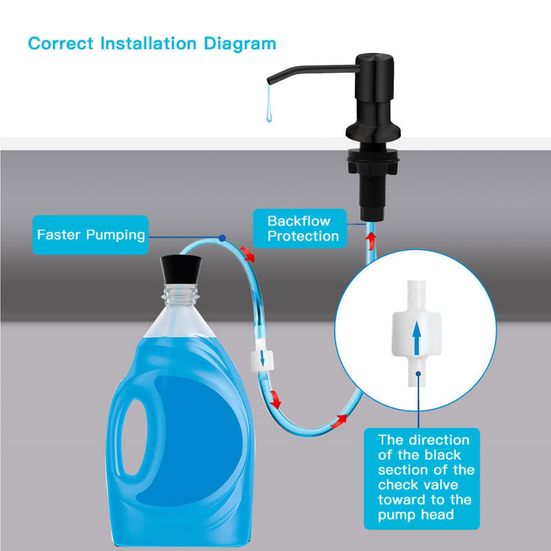 Kitchen Sink Soap Dispenser, Under Sink Soap Dispenser Pump, Good Suction Pwer, 47" Extension Tube Connect to The Soap Contaner Directly, Say Goodbye to Frequent Refills (Black) Black