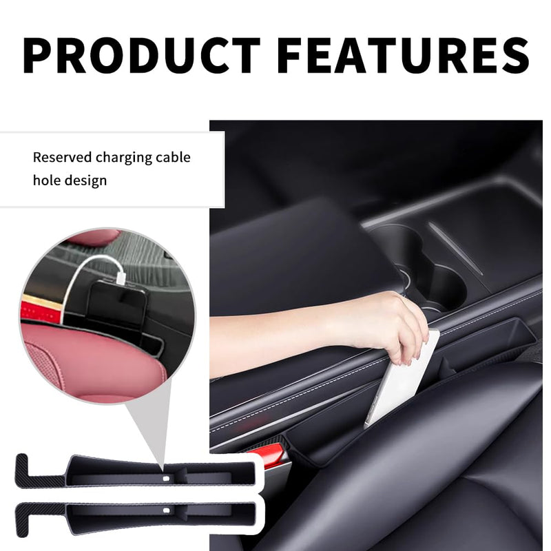 2PCS New Car Seat Gap Filler with 2 Storage Areas,Stylish Car Seat Gap Storage for Stabilizing Phone,Keys Wallet,Universal Car Seat Gap Filler Organizer Interior Accessories (Carbon Black) Carbon Black