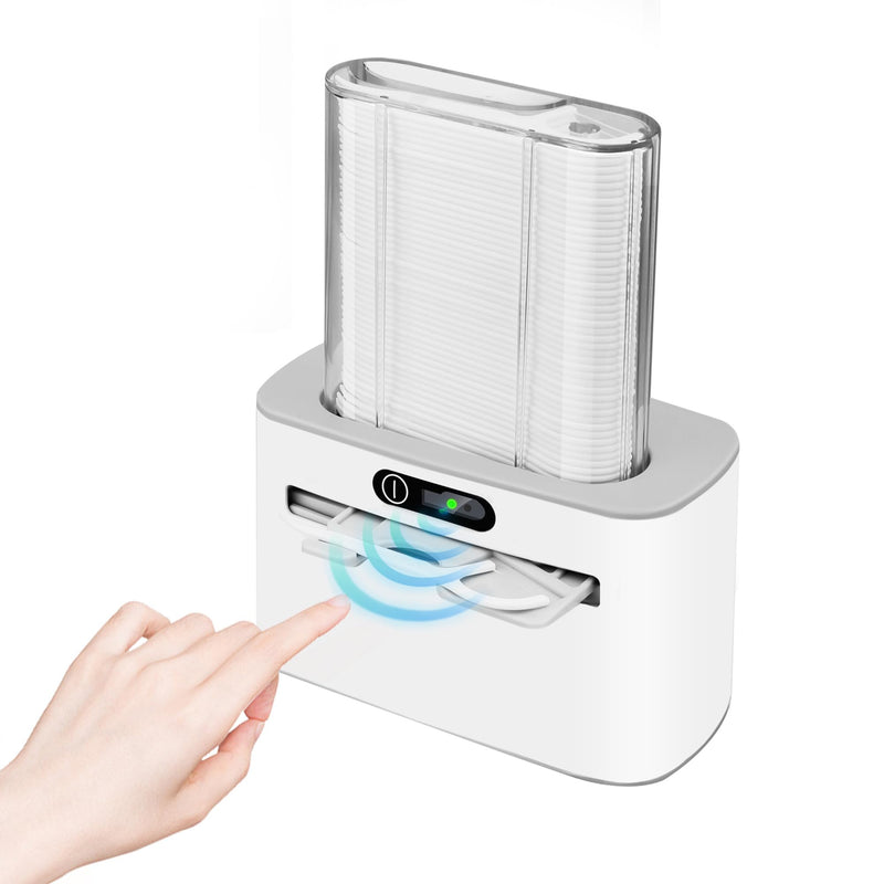 Smart Touchless Floss Pick Dispenser with Sensor - Refillable and Rechargable with 2 Cartridges (100 Picks) - Innovative and Hygienic Floss Pick Holder (Light Gray) Light Gray