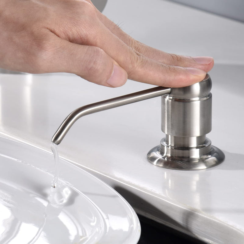 GAGALIFE Soap Dispenser for Kitchen Sink (Brushed Nickel) and Extension Tube Kit, Complete Brass Head, 40" Silicone Tube Connect to The Soap Bottle Directly, Say Goodbye to Frequent Refills Brushed Nickel