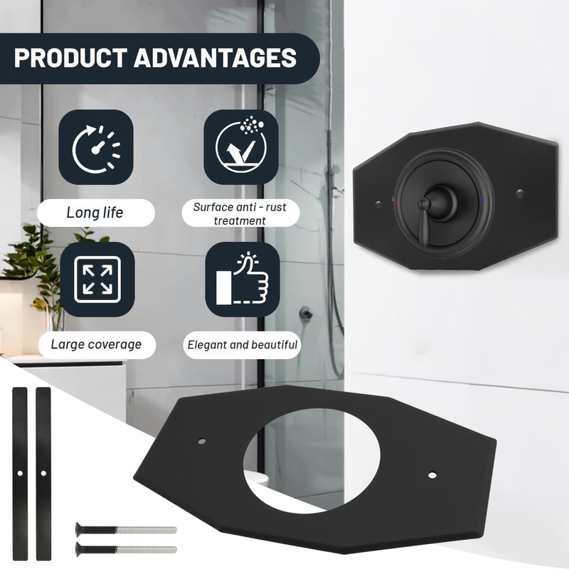One-Hole-Remodel-Cover-Plate Replace 2 Handle or 3 Handle Shower（1-Pack） Black 1 Pcs