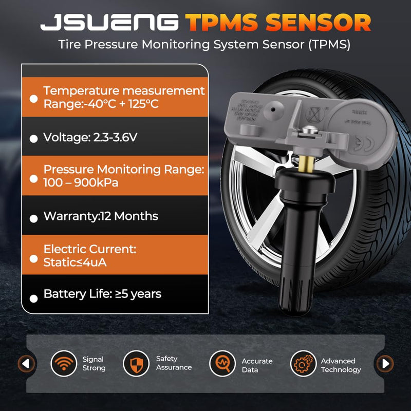 TPMS Sensor GM, 315Mhz Tire Pressure Monitoring System Sensor Compatible for Chevy Silverado Buick Cadillac GMC Pontiac Saturn Saab Replaces 13581558 13586335 13598771 13598772 Set of 4 13581558-4pcs