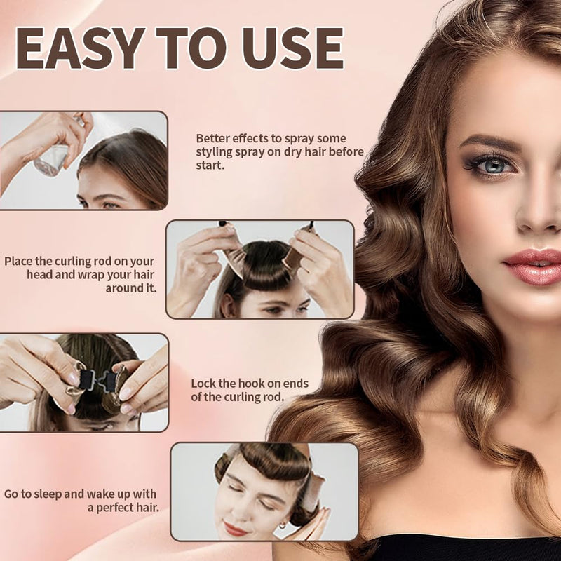  [AUSTRALIA] - elook 3PCS Heatless Curlers (2) | High Resilience Hair Rollers Lazy Heatless Blowout Rods, Soft Velvet Thick Flexi Rods with Hook, Long DIY Hair Styling Tools 2