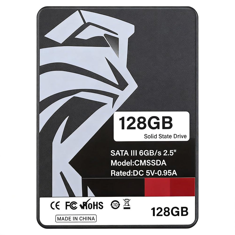 128GB Solid State Drive SATA III Internal SSD – 2.5" High-Speed Read/Write, Upgrade for Laptop, Desktop, All-in-One PC – Shockproof, Silent, Low Power for Office, Home, IT Pros