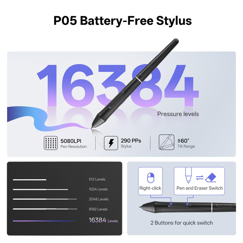 VEIKK VK850 8x5 Inch Digital Drawing Graphics Tablet with Battery-Free Pen | 16384 Levels,290 PPS for Digital Drawing,Graphic Design and Osu Gameplay,Compatible with Windows/Mac/Linux/Android