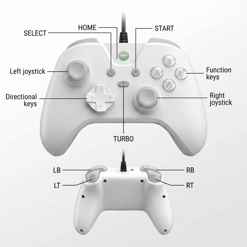 Megadream Wired Controller for Switch 2|1/PS4/PS3/PC/Android Gaming Controller, 1000Hz Polling Rate, 2M USB Cable, USB -C Adapter, Ergonomic Gamepad Joystick with Turbo Function, Dual Vibration, White