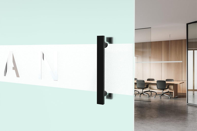 Matte Black Square Barn Door Handles 12"/16"/18"/24"/36"/48"/59'', Pull Push Long French Door Handle Double Sided, Large Front Exterior Shower Door Pull Handles 12inch / 30cm Matte Black