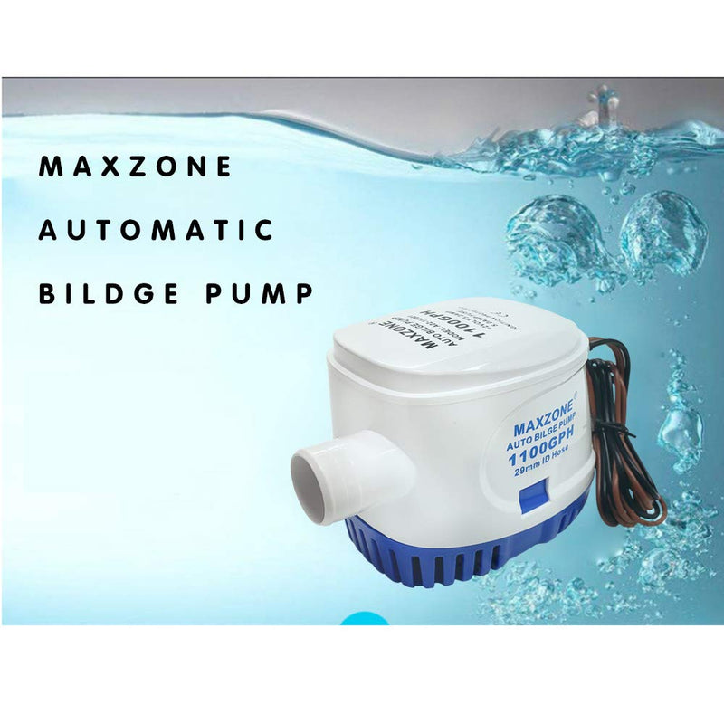 Automatic Submersible Boat Bilge Water Pump 12v 1100gph Auto with Float Switch, 1-1/8" Outlet, Compact Marine Boat Yacht A -1100GPH